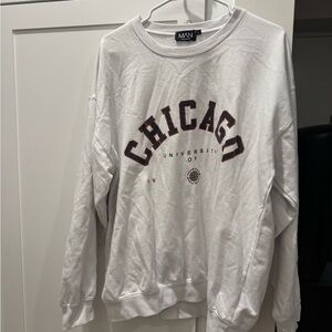 Boohoo White and Red University Sweatshirt